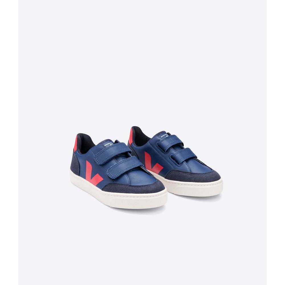 Veja V-12 LEATHER Kids' Sneakers Navy | CA 874VRW